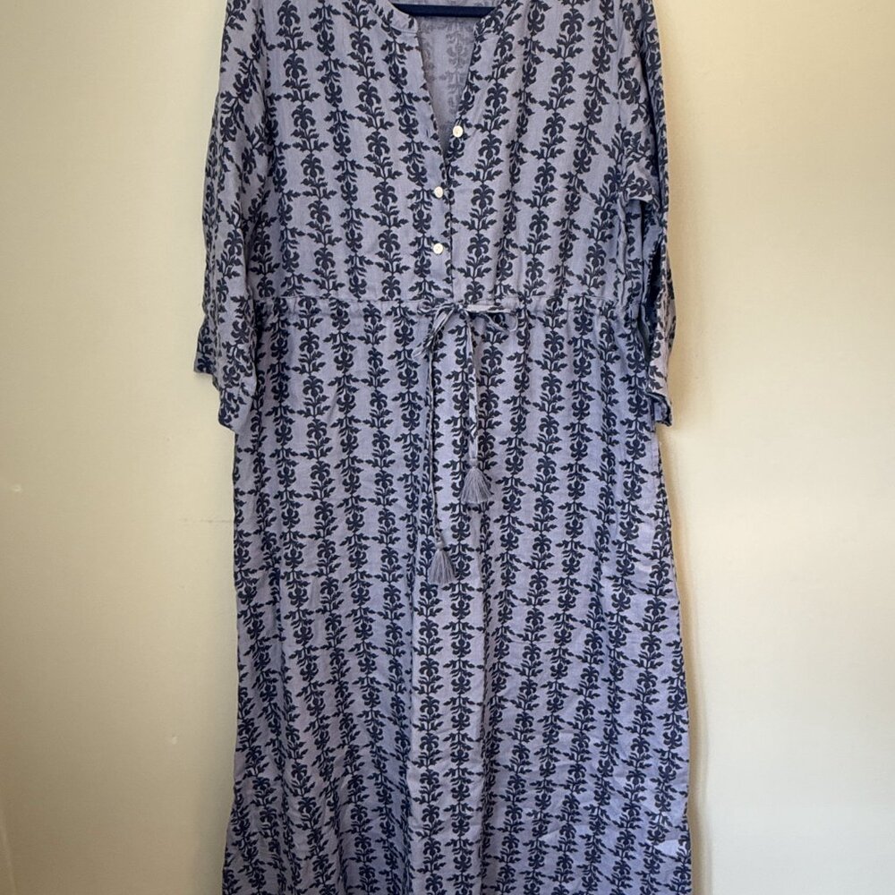 Spartina 449 Kennedy linen dress in Bellinger Thistle pattern - Picture 4 of 7